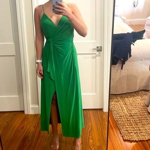 MISA Kelly Green Midi Wrap Dress